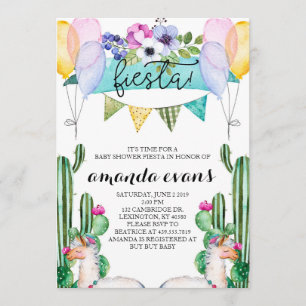 Cactus and Llama Baby Shower Fiesta Invitation