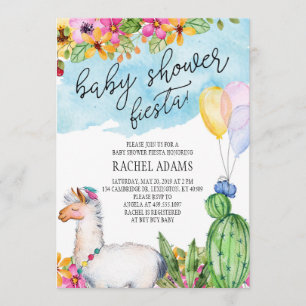 Cactus and Llama Baby Shower Fiesta Invitation