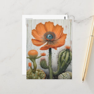 Cactus and Poppy With an Eyeball Postcard