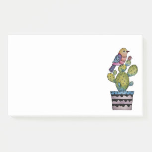 Cactus And Rainbow Bird In Watercolor Post-it Notes