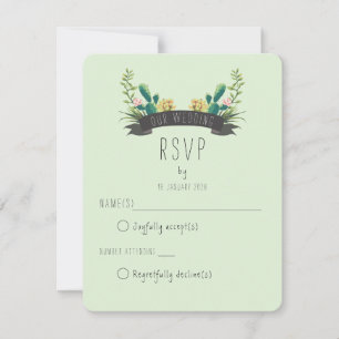 Cactus and Succulent Boho Wedding RSVP Card