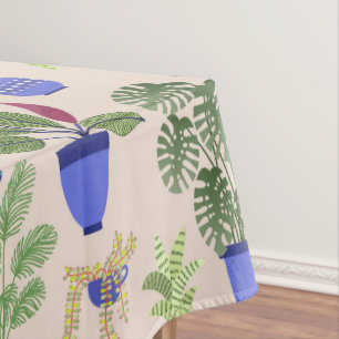 Cactus and Succulent Houseplant Pink Pattern Tablecloth