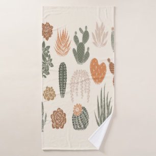 Cactus and succulent seamless pattern bath towel