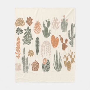Cactus and succulent seamless pattern fleece blanket