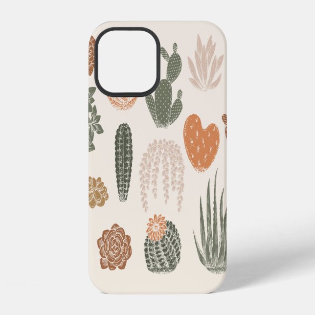 Cactus and succulent seamless pattern iPhone case (Back)