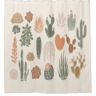 Cactus and succulent seamless pattern shower curtain