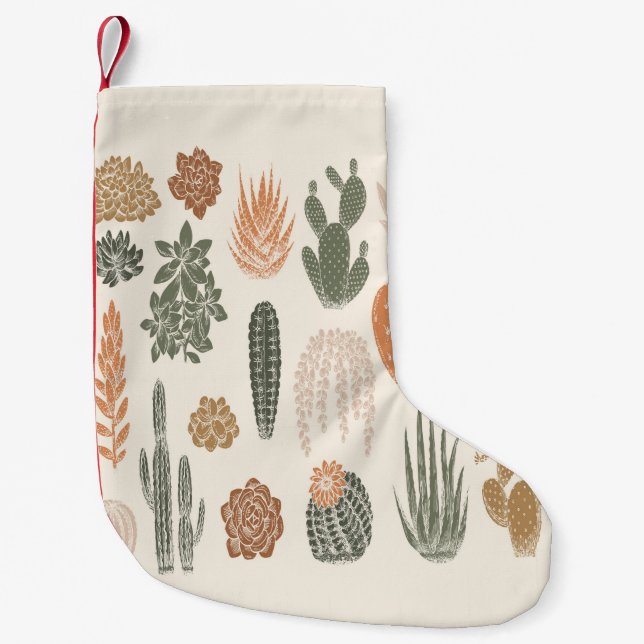 Cactus and succulent seamless pattern small christmas stocking (Front)