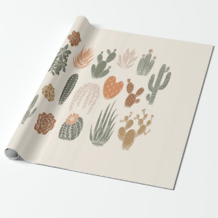 Cactus and succulent seamless pattern wrapping paper