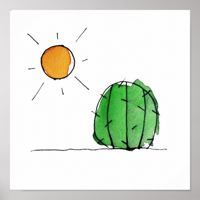 Cactus and Sun Watercolor Print (Front)