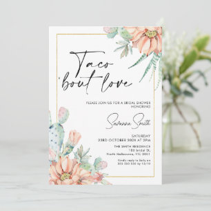 Cactus Apricot Floral Taco Bout Love Bridal Shower Invitation
