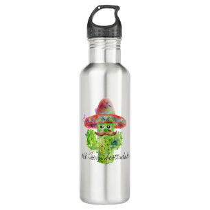 Cactus Art Fiesta Moustache Hat LOCATION Text Fun 710 Ml Water Bottle
