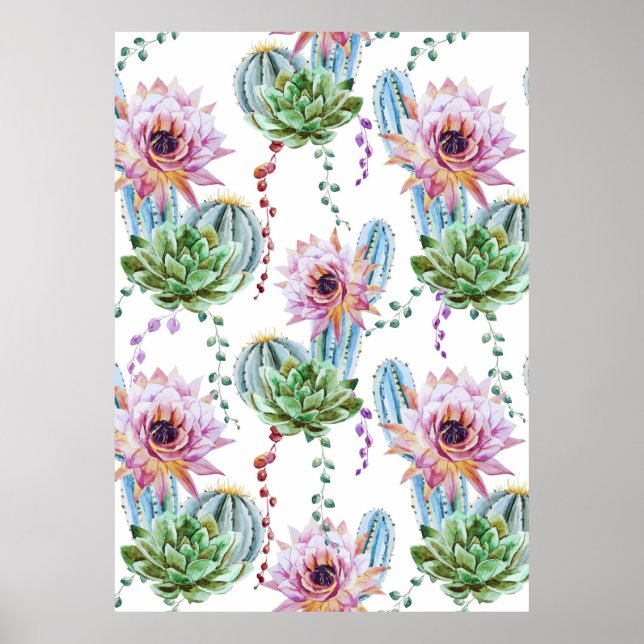 Cactus Art Pattern Poster (Front)