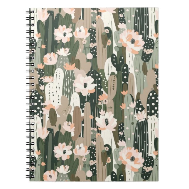 Cactus Art Unique Black Desert Glam Southwest Chic Notebook (Front)