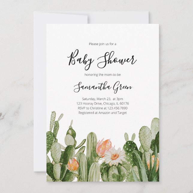 Cactus Baby Shower Invitation (Front)