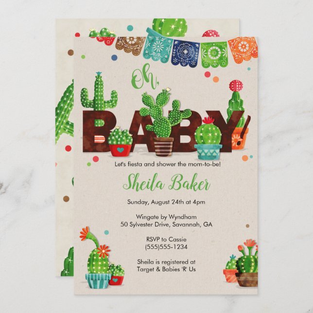 Cactus Baby Shower Invitation | Cactus Theme (Front/Back)