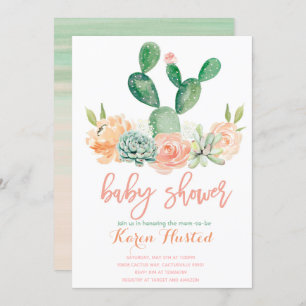 Cactus baby shower invitation succulent