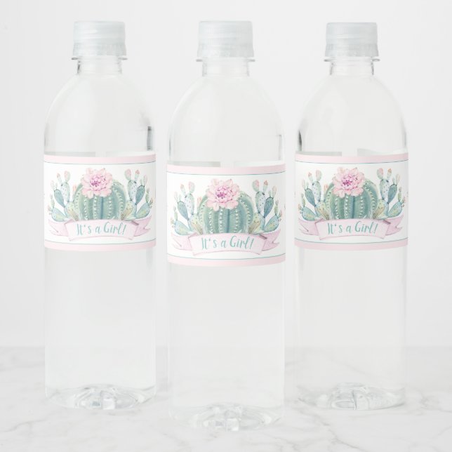 Cactus Baby Shower Water Bottle Label (Bottles)