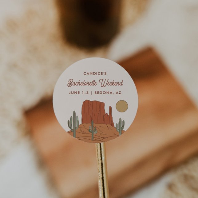 Cactus Bachelorette Desert Bachelorette Favour Classic Round Sticker (Creator Uploaded)