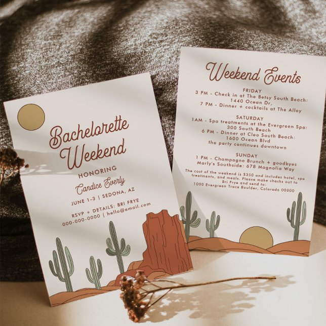 Cactus Bachelorette Party Invitation + Itinerary  (Creator Uploaded)