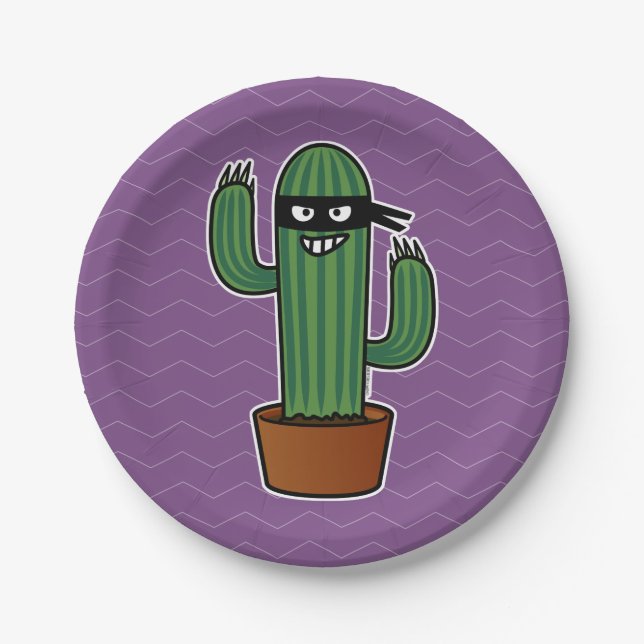 Cactus bandido ninja masked sneaky bandit paper plate (Front)