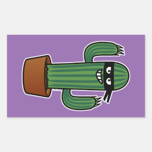 Cactus bandido ninja masked sneaky bandit rectangular sticker