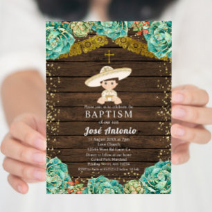 Cactus Baptism Invitation for Boy