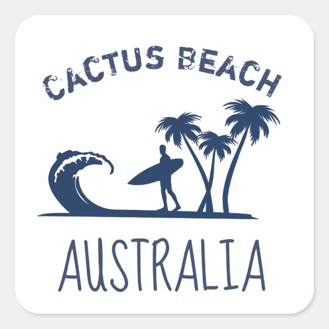 Cactus Beach Surfing Australia Square Sticker (Front)