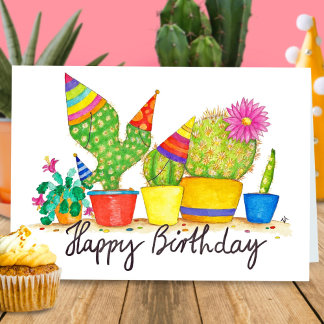 Cactus Birthday greeting card by Nicole Janes