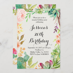 Cactus birthday invitation
