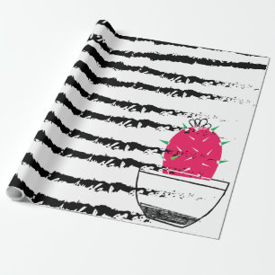 Cactus black white pattern wrapping paper