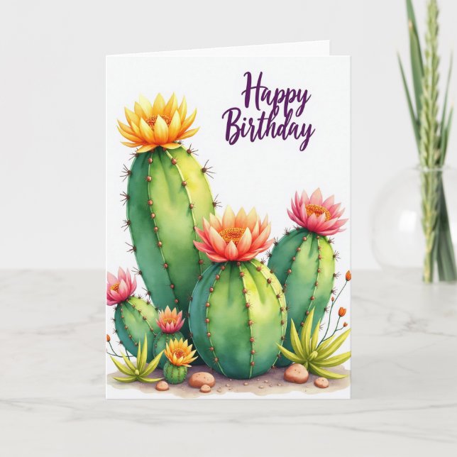Cactus Bloom Birthday Card (Front)