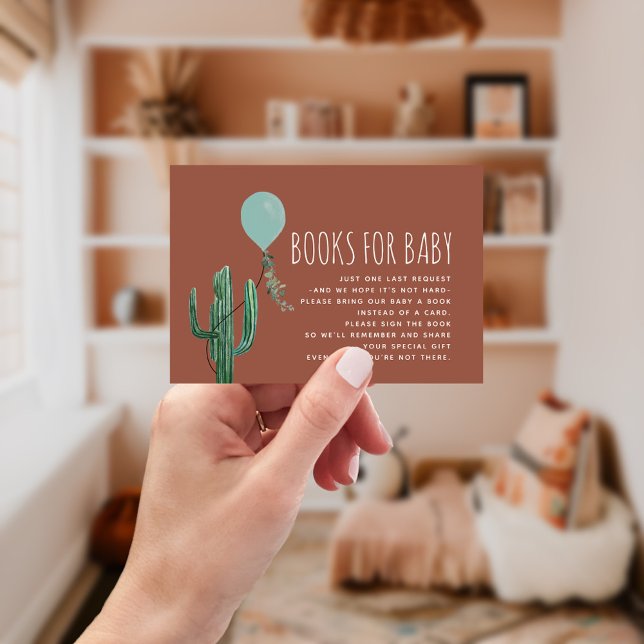 Cactus Blue Balloon Baby Shower Book Request Enclosure Card (Creator Uploaded)