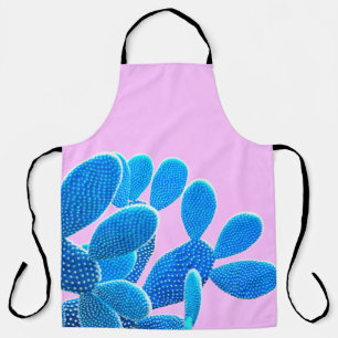 Cactus blue coloured on pink background. Fashion, Apron