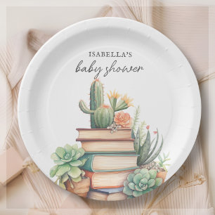 Cactus Book Themed Baby Shower Paper Plate
