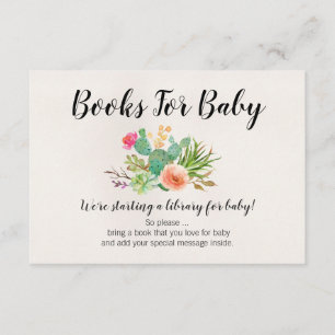 Cactus Books For Baby Baby Shower Note Insert