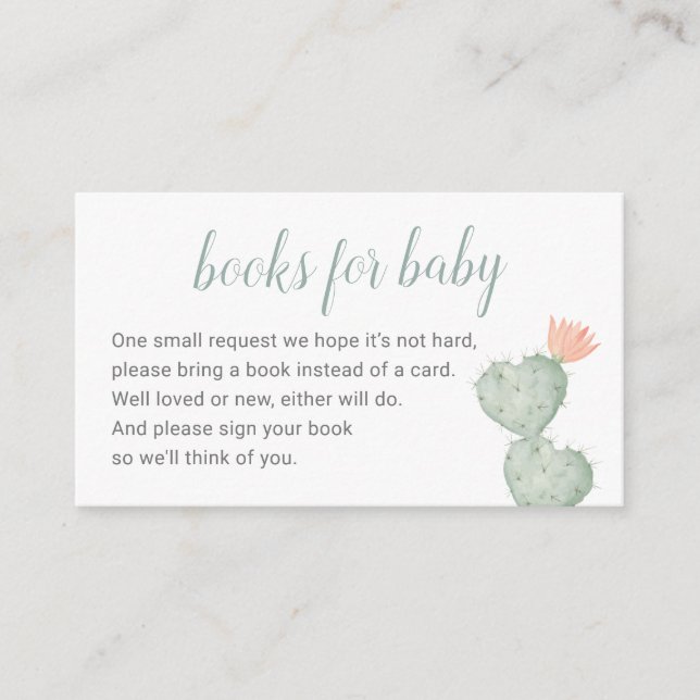 Cactus Books For Baby Card, Desert Baby Enclosure Card (Front)