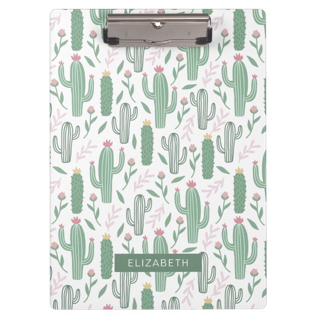 Cactus botanical pattern personalised clipboard (Front)