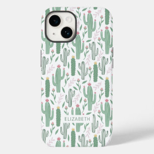 Cactus botanical pattern personalised iPhone 14 case