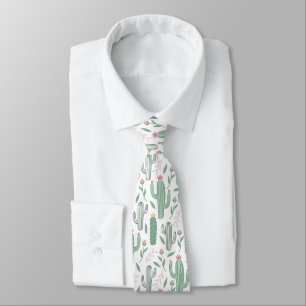 Cactus botanical pattern tie