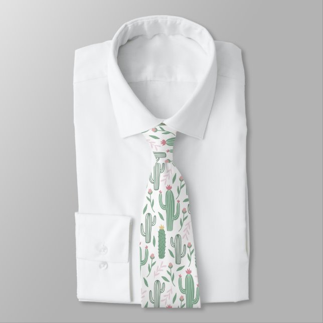 Cactus botanical pattern tie (Tied)