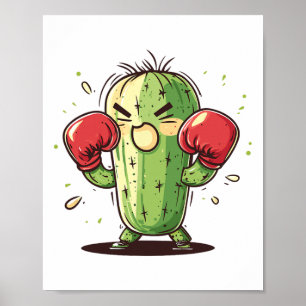 Cactus Boxer Funny Humourous Ly Punch Poster