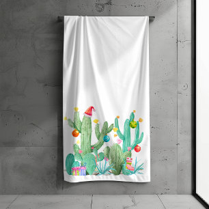 Cactus Cacti Desert Christmas  Bath Towels