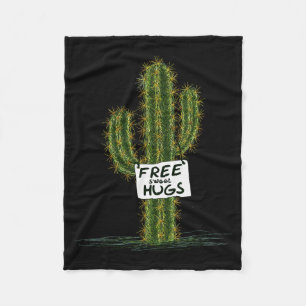 Cactus Cacti Funny Art Humor Sweet Hugs Fleece Blanket