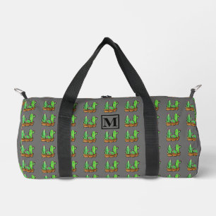 Cactus cacti succulents pattern grey monogram Sli Duffle Bag