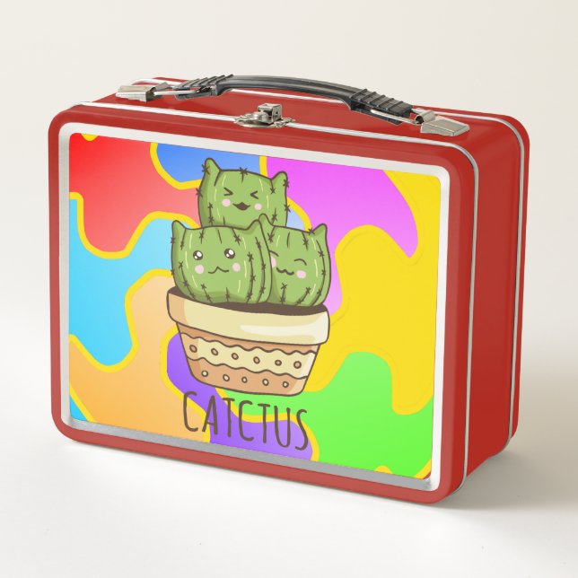 Cactus Cats Metal Lunch Box (Front)