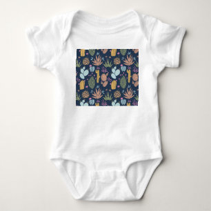 Cactus Charm: Colourful Vintage Floral Baby Bodysuit