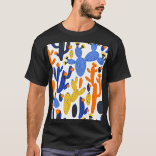 Cactus Charm: Vintage Geometric Background T-Shirt