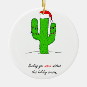 Cactus Christmas Ceramic Ornament