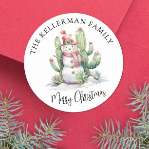 Cactus Christmas Classic Round Sticker