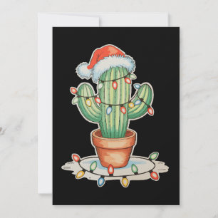 Cactus Christmas Lights Xmas Funny Holiday Family Card